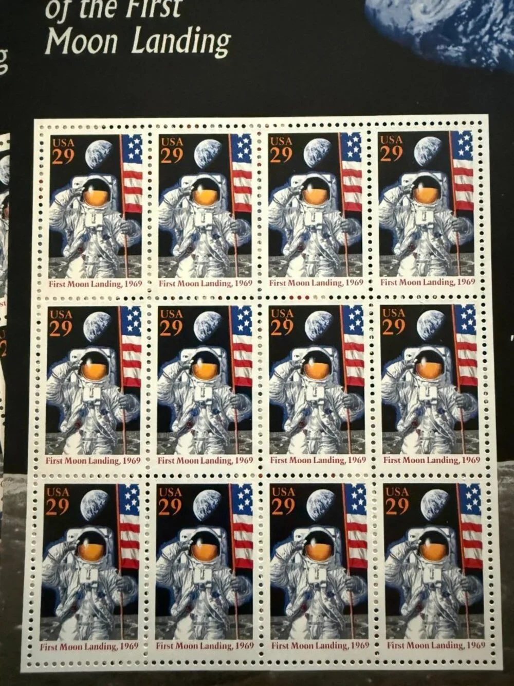 12 first moon landing stamps